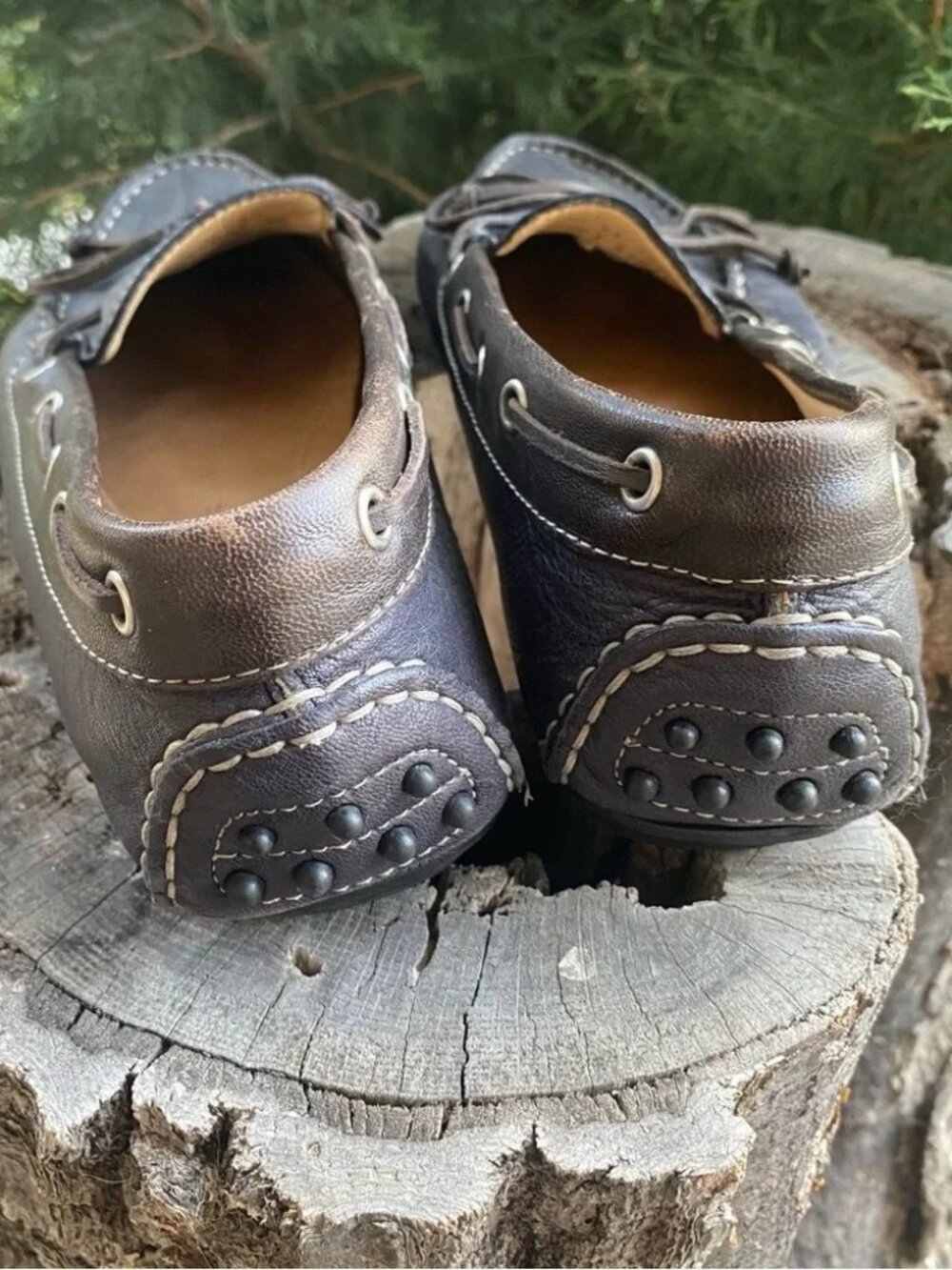 Ecco gray brown leather loafers, driving shoes, moccasins, boat shoes EU41 =US10 - Picture 3 of 8